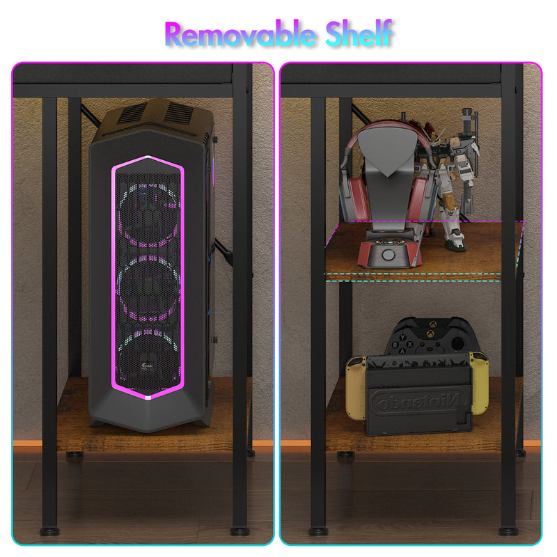 Advwin 120cm Gaming Desk with LED Lights & Drawers