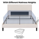 Bed frame with mattress shown at different heights on a white background