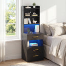 Advwin Tall Bedside Table with Charging Station