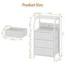 Advwin Bedside Table with 3 Drawers and Charging Station