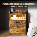 Advwin Bedside Table with Charging Station Set of 2