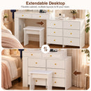 Advwin LED Extendable Dressing Table with 8 Drawers