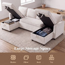 Advwin 253cm U Shaped Chenille Sectional Sofa w/ Pull Out Bed