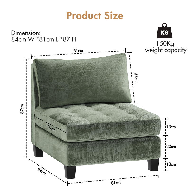Advwin Modern Armless Sofa Chair