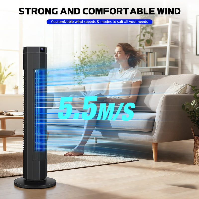 Advwin Electric Tower Fan w/ 90° Oscillation & Remote