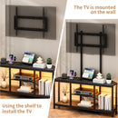Advwin TV Stand with Built-in Mount & LED Lights 115cm