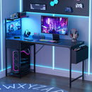 Advwin Gaming Desk with LED Lights & Storage Shelf