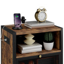 Advwin Bedside Table w/ Metal Mesh Drawer