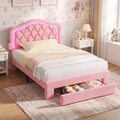 Advwin LED Velvet Bed Frame w/ Adjustable Headboard King Single