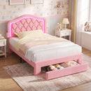 Advwin LED Velvet Bed Frame w/ Adjustable Headboard King Single