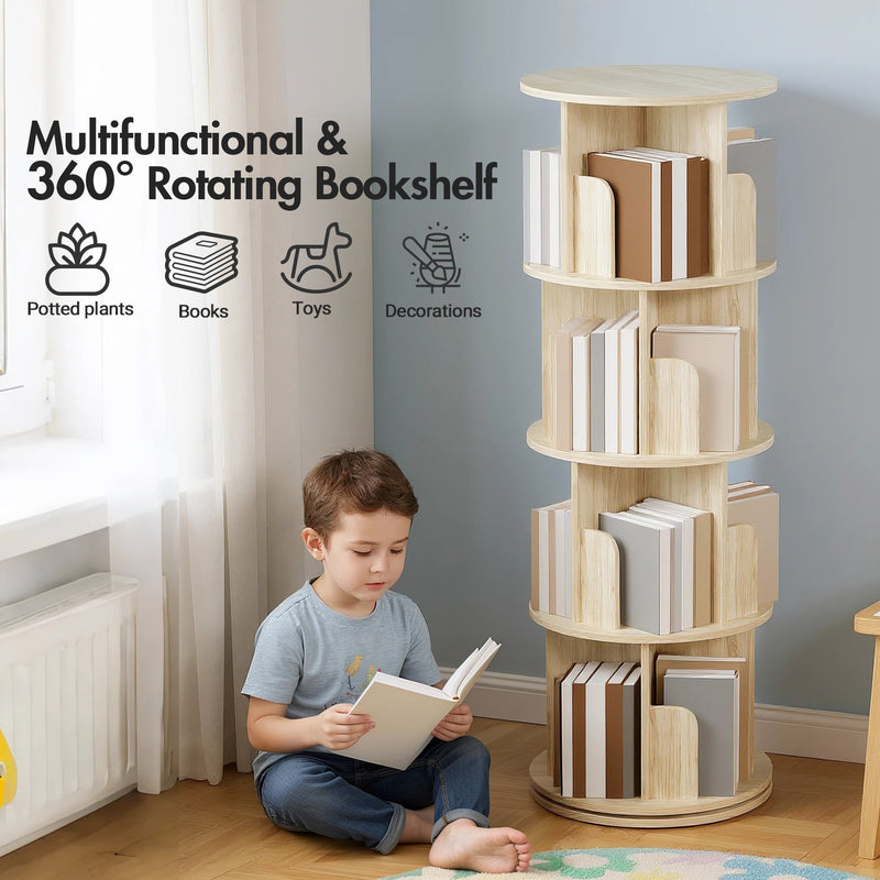 Advwin 4 Tiers 360 Rotating Bookshelf Corner 126CM