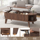 Advwin 120cm Oval Lift Top Coffee Table w/ Hidden Storage