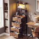 Advwin Tall Bedside Table with Charging Station