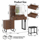 Advwin Walnut Dressing Table Set with Nightstand