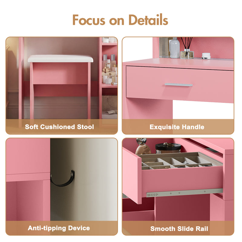 Advwin Dressing Table Set with 10 LED Bulb Mirror