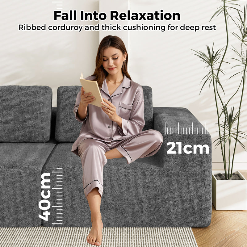 Advwin 3 Seater Chenille Fabric Modular Sectional Sofa