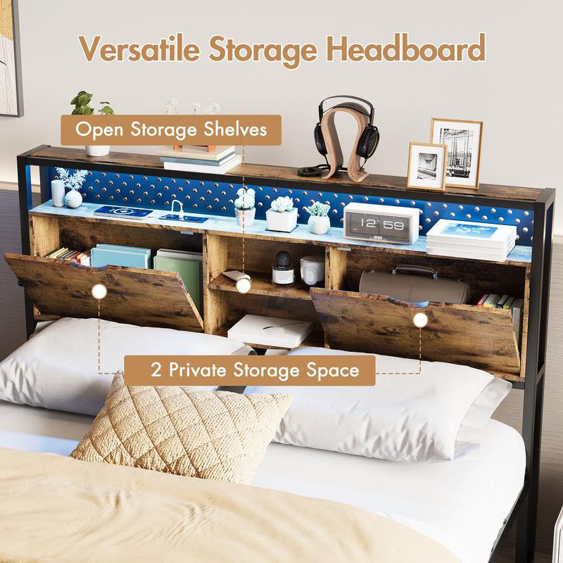 Advwin Double Bed Frame with Charging Station