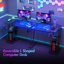 Advwin L Shaped Gaming Desk with LED Lights 100cm