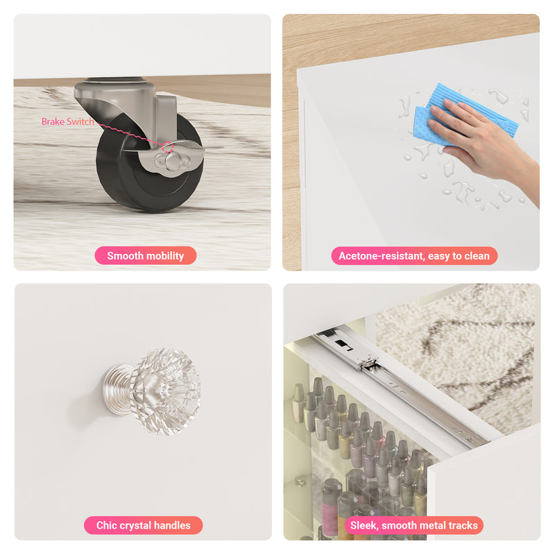 Advwin Manicure Table w/ Dust Collector LED Light