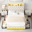 Advwin Bed Frame with Velvet Upholstered Headboard