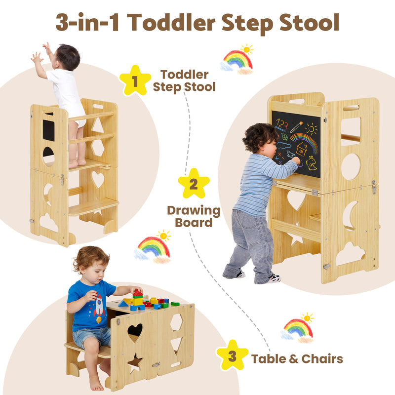 Advwin 3-in-1 Toddler Kitchen Step Stool Foldable