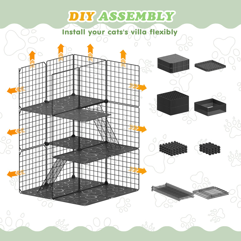 Advwin Cat Enclosures DIY Pet Kennels Playpen for 1-6 Cats