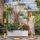 Advwin Metal Planter Box Privacy Screen w/ Trellis & Wheels