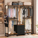 Advwin L-Shaped Portable Closet Rack with 3 Drawers