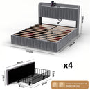 Advwin Bed Frame with Storage Drawers Dark Grey