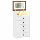 Advwin Dresser Chest of 5 Drawers with Mirror & LED Lights