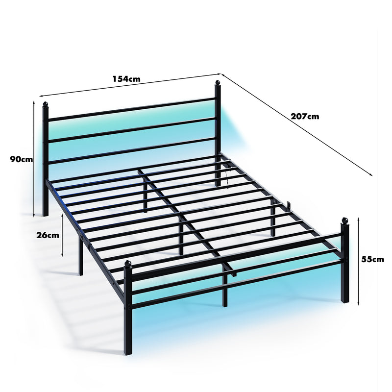 Advwin Metal Platform Bed Frame w/ Headboard Black