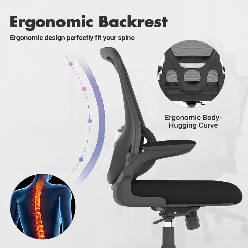 Advwin Ergonomic Mesh Office Chair w/Flip-up Armrests