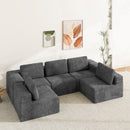 Advwin 5 Seater U-Shaped Chenille Modular Sectional Sofa