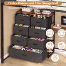 Advwin Loft Bed Frame with L-Shaped Desk & 7 Drawers Single