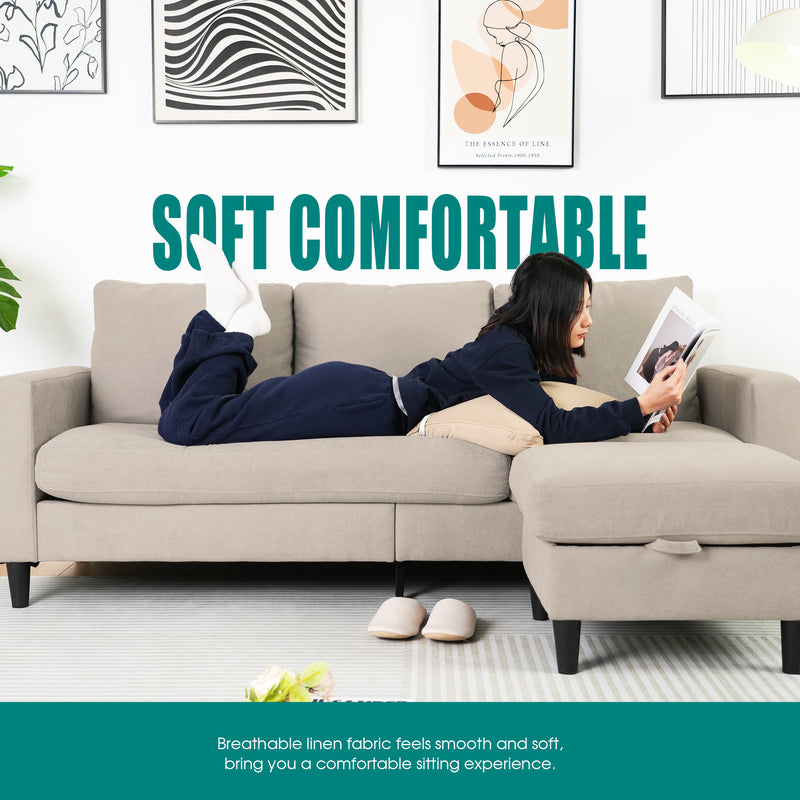 Advwin 3 Seater Sofa Lounge Set Beige