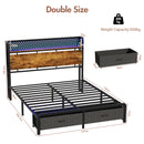 Advwin LED Bed Frame w/ Charging & 2 Drawers