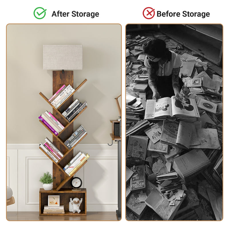 Advwin 6 Tier Tree Bookshelf w/ 3-Color Light
