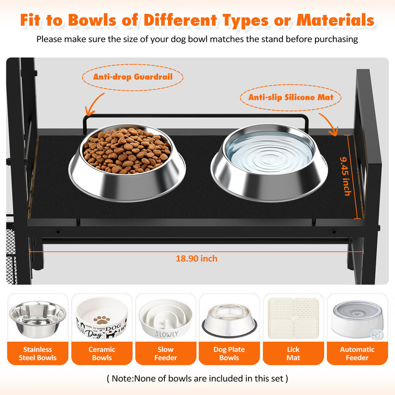 Advwin Elevated Dog Feeding Station with Storage Shelves