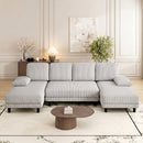 Advwin 4-Seater U Shape Corduroy Sectional Sofa 280cm
