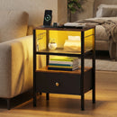 Advwin LED Bedside Tables with Fabric Drawer Set of 2