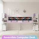 Advwin L Shaped Gaming Desk with LED Lights 130cm