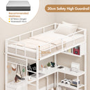 Advwin LED Loft Bed Frame w/ L-Shaped Desk & Charging Station