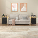 Advwin LED Bedside Table 3 Fabric Drawers 70cm