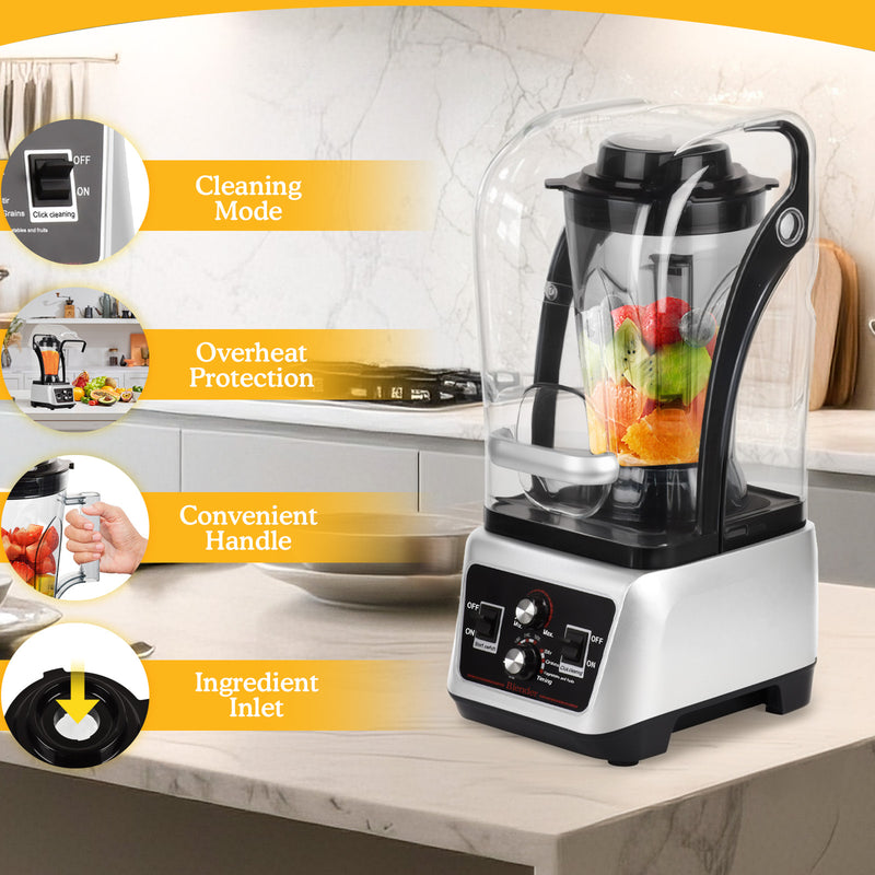 Advwin Commercial Blender with Soundproof Shield