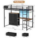 Advwin Loft Bed Frame with L-Shaped Desk & 7 Drawers Single