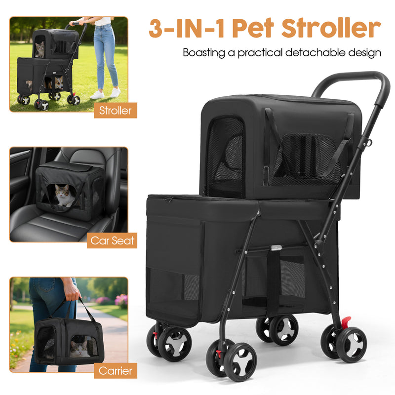 Advwin 3-in-1 Double Pet Stroller for Dogs and Cats