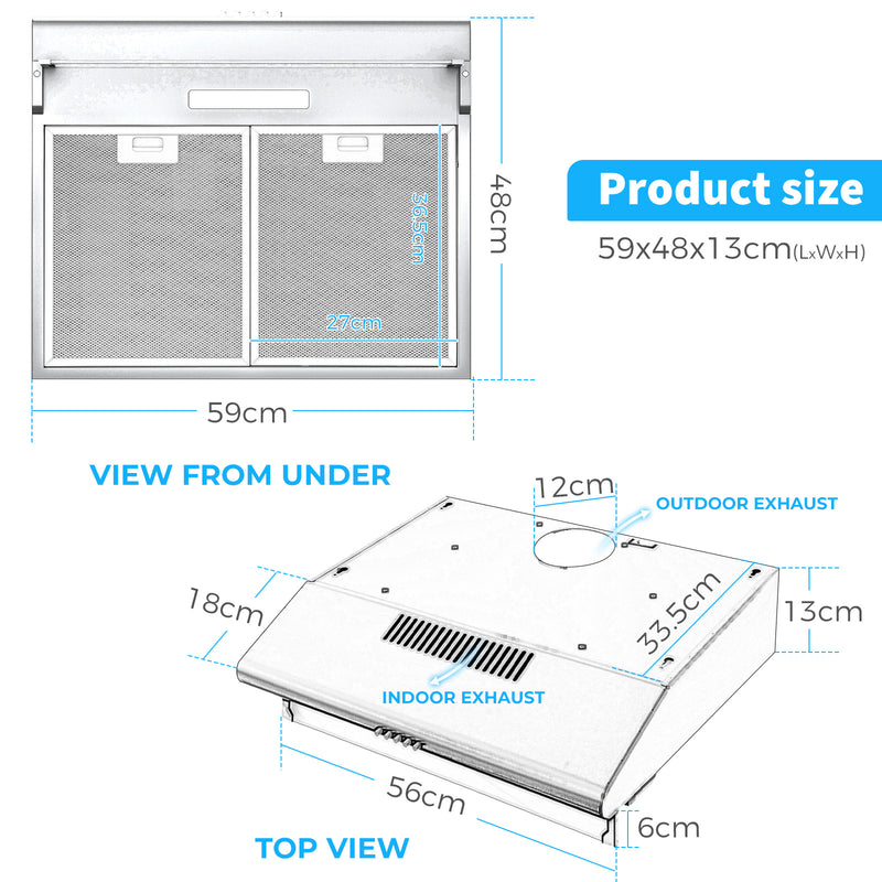 Advwin 60cm Range Hood Black
