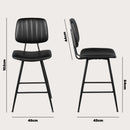Advwin Set of 2 PU Leather Bar Stools with Back & Footrest
