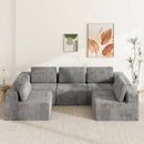 Advwin 5 Seater U-Shaped Chenille Modular Sectional Sofa