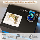 Advwin Bedside Table 3 Drawers With with Charging Station